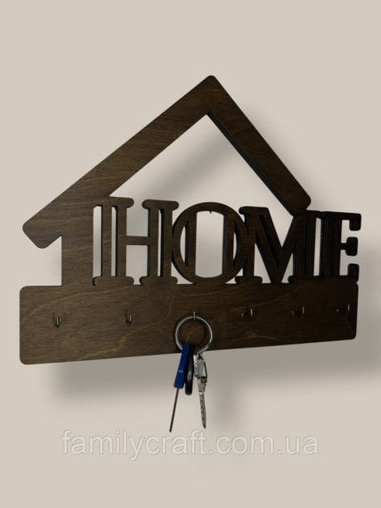 Ключниця настінна дерев'яна Home (Будинок) венге на 6 гачків, вішалка тримач для ключів у передпокій з дерева | Зображення 5