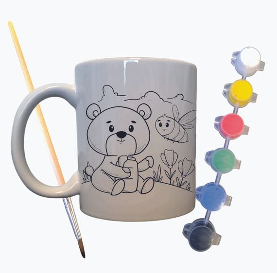 Набор для творчества кружка раскраска "Мишка" 330 мл белая | Зображення 1