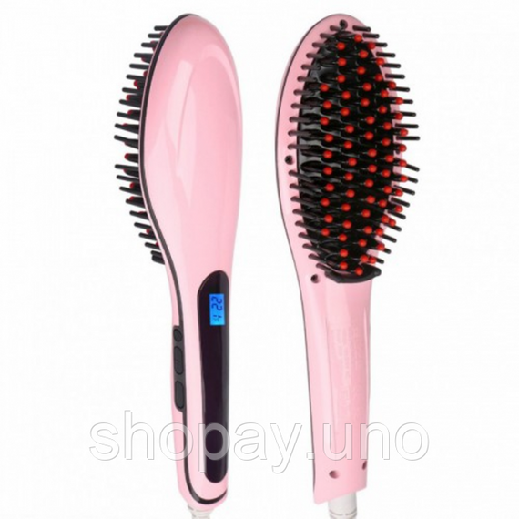 Електрична щітка-випрямляч Fast Hair Straightener HQT-906 Фен-щітка для випрямлення та укладки волосся з LED дисплеєм та | Зображення 1