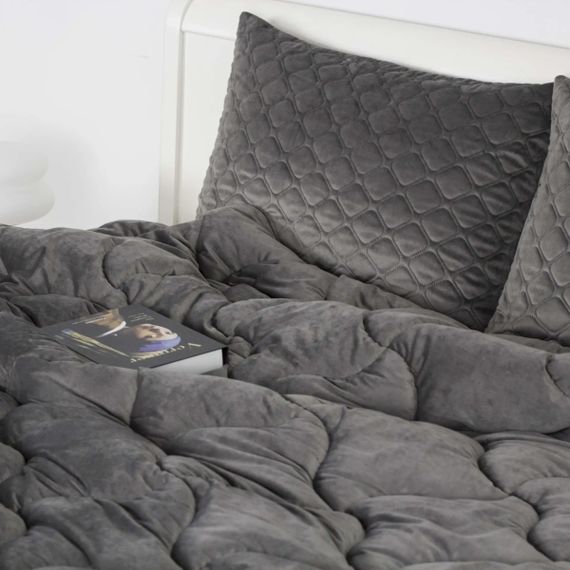 Одеяло полуторное ТЕП VELOUR 1-04870_34535 150х210 см темно-серое | Зображення 4