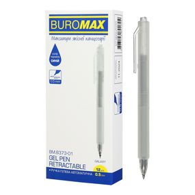 Ручка гелева авт. GALAXY BM.8373-01 BUROMAX 0,5 мм, з силіконовим грипом, синє чорнило, ціна за 1шт (4823126801711)