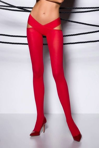 Эротические колготки с вырезом, оригинальный пояс Passion TIOPEN 005 (60 den), Красный, 3, 4