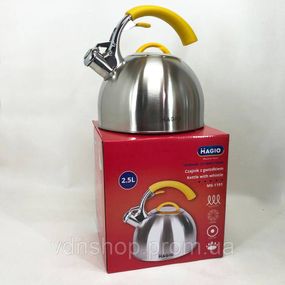 Чайник сталевий зі свистком на плиту Magio MG-1191 2.5 Л, Чайник нержавіюча сталь зі свистком побутовий JT-97