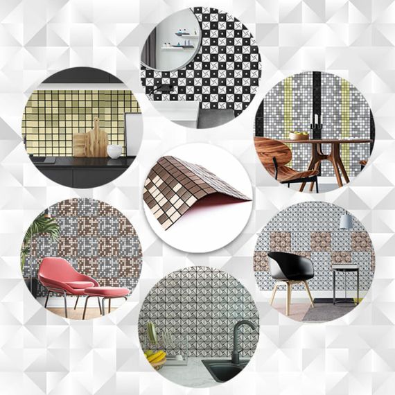 Самоклеюча алюмінієва плитка мідна мозаїка 300х300х3мм SW-00001157 | Зображення 4