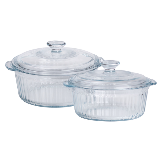 Форми для запікання набір 2 шт скляні з кришками круглі HP-34-26 | Зображення 1