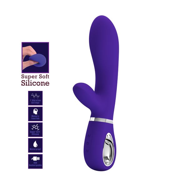 Вібратор з м'якою головкою і кліторальной стимуляцією Pretty Love - Thomas USB Purple, BI-014621-3 Sex Aura | Зображення 1