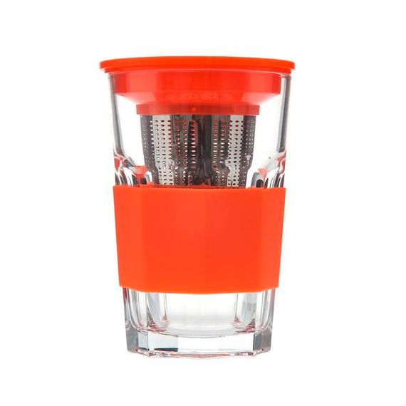 Склянка заварник Zestglass 415мл з металевим ситечком та силіконовим захистом помаранчевий | Зображення 2