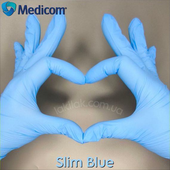 Рукавички нітрилові Medicom Blue розмір XS 3,5гр (блакитні) 100 шт