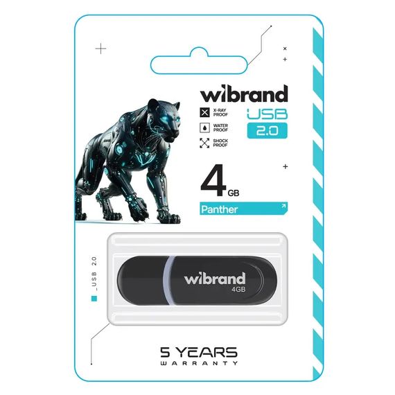 USB флеш накопичувач Wibrand 4GB Panther Black USB 2.0 (WI2.0/PA4P2B) | Зображення 1