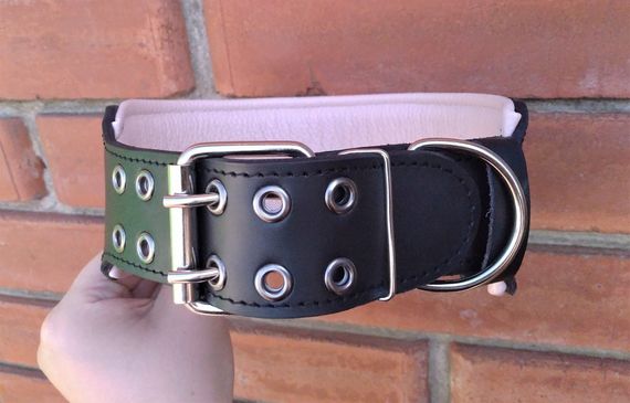 Кожаный ошейник "Lockdog"  ширина 7 см черный | Зображення 4