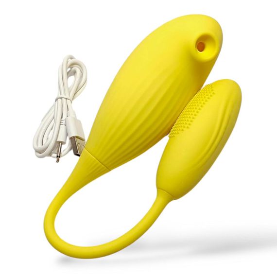 Вагінально-кліторальний вібратор "The Tide bird", вакуум, вібрація, колір жовтий sexstyle | Зображення 5