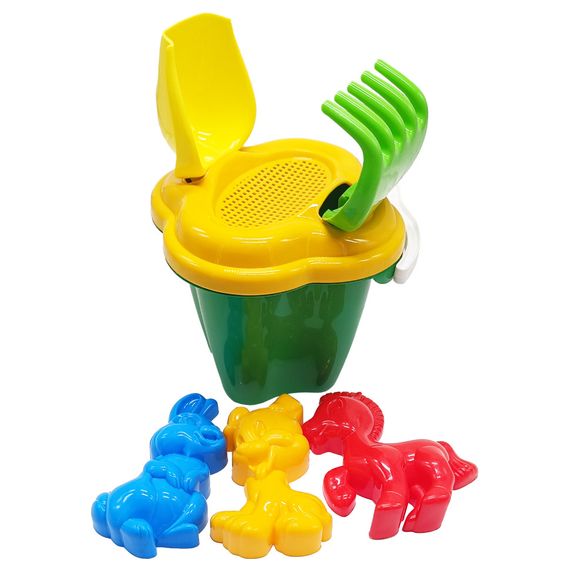 Набор для песочницы "Колокольчик №1" 0978 ведерко, лопатка, грабли Зеленый