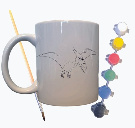 Набір для творчості кружка розмальовка "Динозавр Птеродактиль" 330 мл біла | Зображення 1