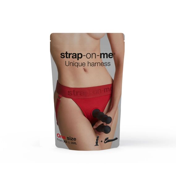 Трусики для страпона Strap-On-Me HARNAIS LINGERIE UNIQUE, One Size, червоні | Зображення 6