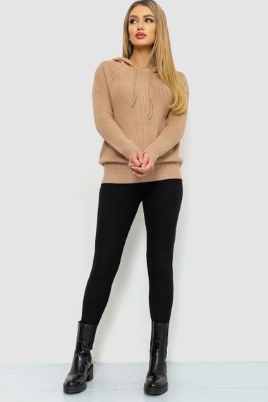 Кофта-батник жіноча з капюшоном, колір бежевий, 244R2029 | Зображення 1