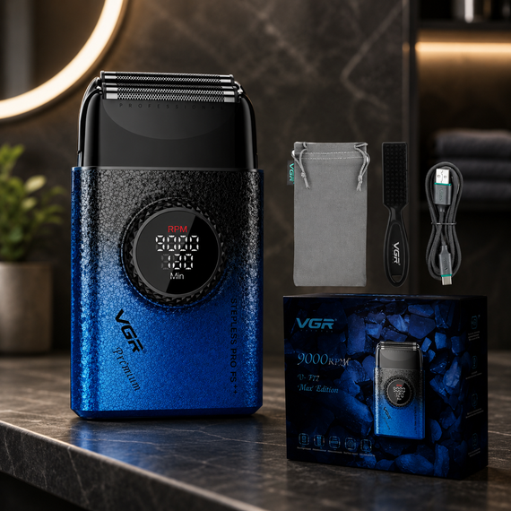 Электробритва VGR V-377 BLUE / Шейвер с LED дисплеем / Бритва с двойным лезвием и регулировкой мощности | Зображення 2