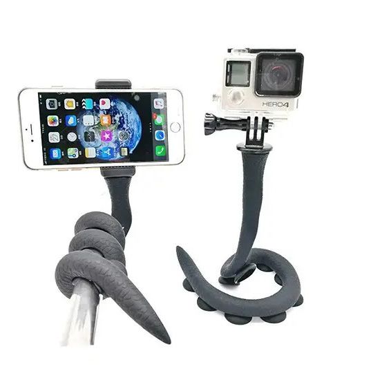 Гнучкий тримач для телефону з універсальними присосками Cute Worm Lazy Holder. Колір: чорний | Зображення 1