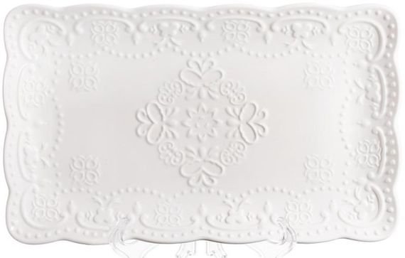 Блюда сервіровочні порцелянові (набір 2 штуки) "Біле Мереживо" 30х19см