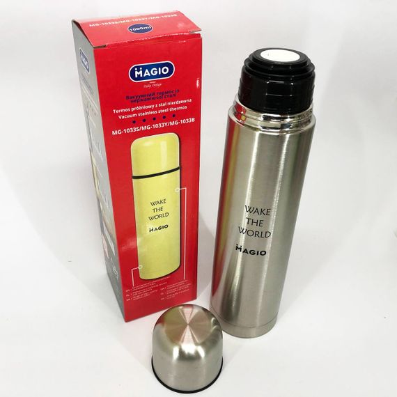 Гарячий термос для чаю MAGIO MG-1033S 1 л, Термочашка похідна, Термос для гарячих напоїв чаю PE-16 | Зображення 3