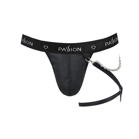 Мужские трусики танга с подвязкой Passion 058 THONG BILL L/XL Black, Черный, L/XL | Зображення 4