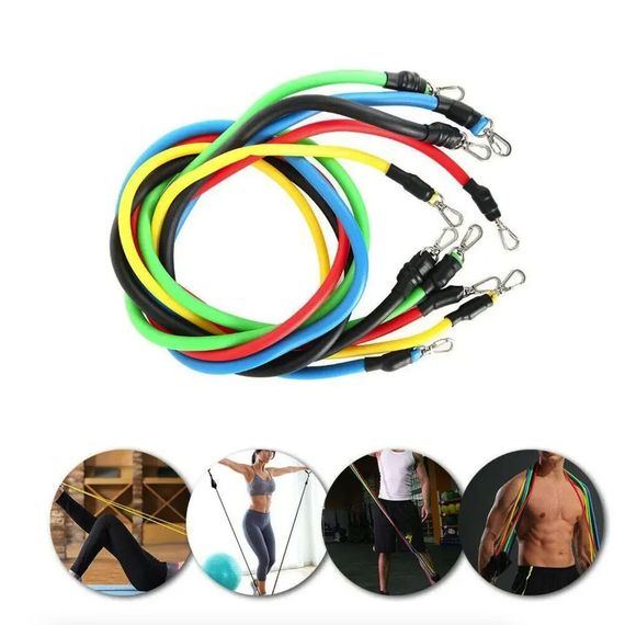 Еспандер гума для зарядок exercise pipe, еспандер гумовий джгут вправи, Фітнес гумки 5 в 1 | Зображення 7