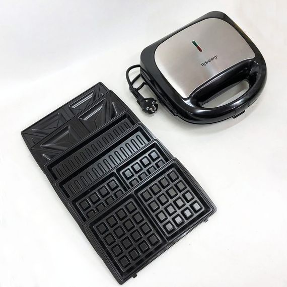 Сендвічниця гриль для дому Rainberg, Гриль для вафель настільні, Мультимейкер сендвічниця EX-60 | Зображення 2