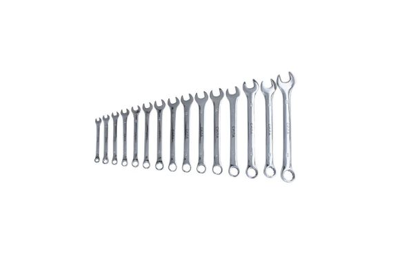 Набор ключей рожково-накидных полированных CrV 6, 7, 8, 9, 10, 11, 12, 13, 14, 15, 16, 17, 18, 19, 22 (15шт)