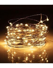 Светодиодная гирлянда нить Led "Капли росы" на 50 светодиодов статический режим 5 м на батарейках Белый теплый