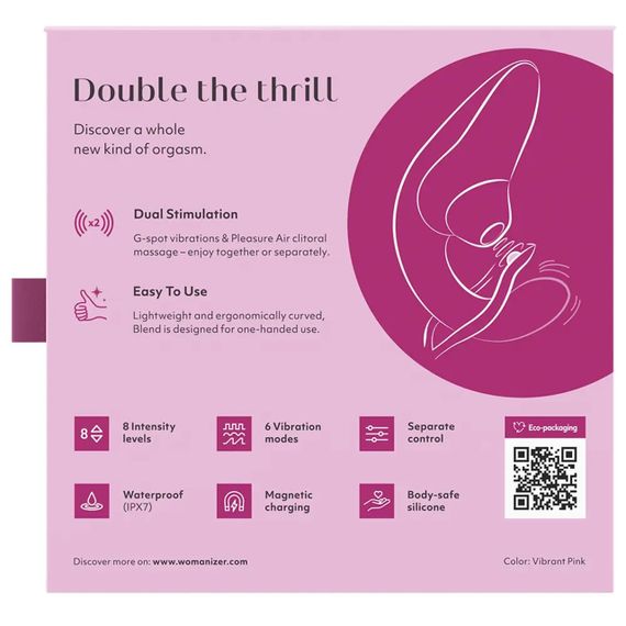 Стимулятор точки G и клитора Womanizer Blend Rose вакуум и вибрация, нежно-розовый sexstyle | Зображення 6