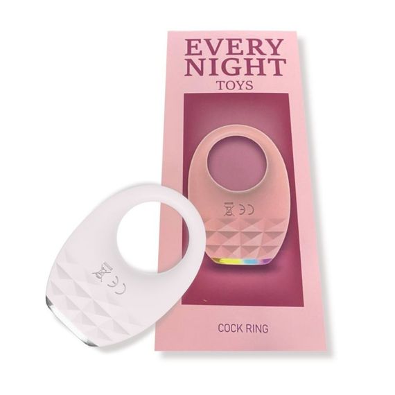 Вібраційне ерекційне кільце Every Night Toys з підсвічуванням, біле Sex Aura | Зображення 7