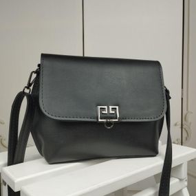 Маленька сумка-саквояж через плече крос-боді Чорна з червоним краєм