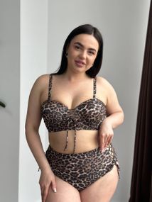 Леопардовий купальник PLUS SIZE з поролоновою чашкою