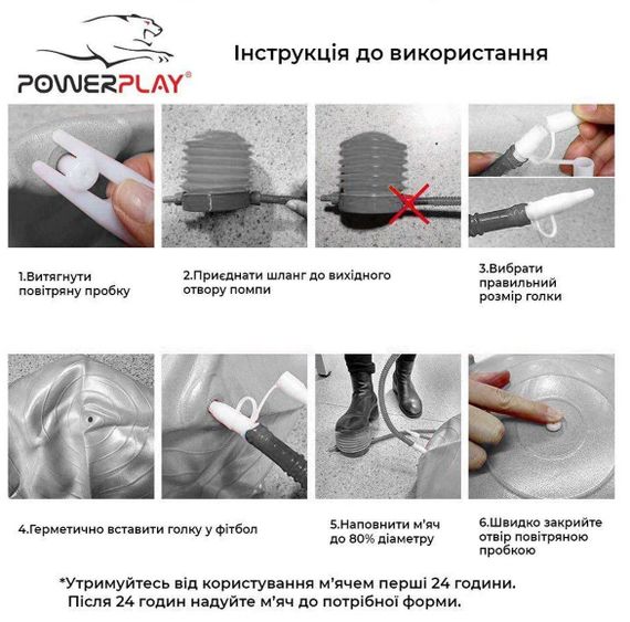 М'яч для фітнесу (фітбол) PowerPlay 4001 Ø65 cm Gymball Синій + помпа | Зображення 8