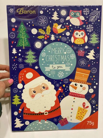 Адвент-календарь шоколадный Новогодний Baron, 75 г с разными картинками в ассортименте | Зображення 1