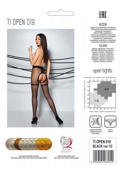 Колготки с открытым доступом, имитация чулок Passion TIOPEN 019 black 3/4 (20 den) sexstyle | Зображення 5