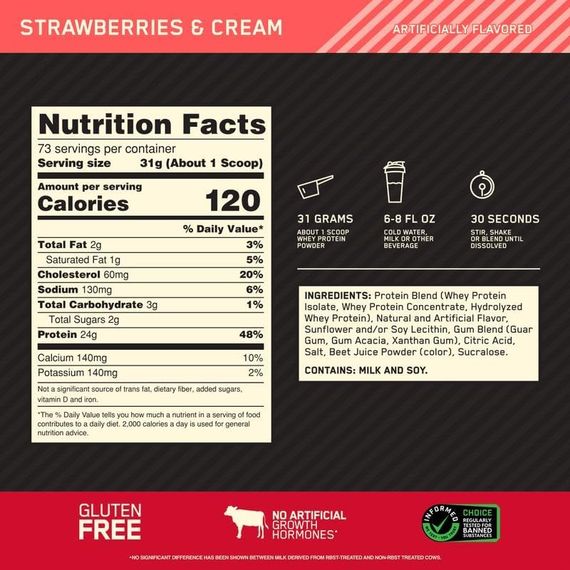 Протеїн Optimum Nutrition 100% Whey Gold Standard 2,3 kg (Strawberry cream) | Зображення 1