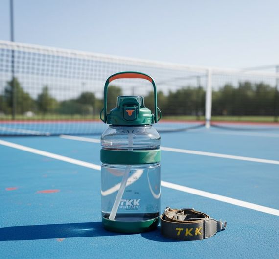 Спортивная бутылка TKK (2000 мл) - Полупрозрачный зеленый Tritan BPA-free, с мощной ручкой и кнопкой-фиксатором | Зображення 8