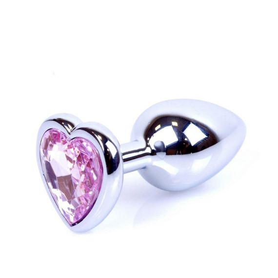 Анальна пробка - Jewellery Silver Heart Plug Light Pink | Зображення 1
