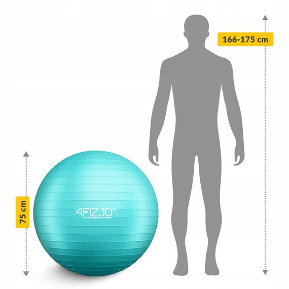 М'яч для фітнесу (фітбол) 4FIZJO 75 см Anti-Burst Mint (P-5905973404792) | Зображення 7