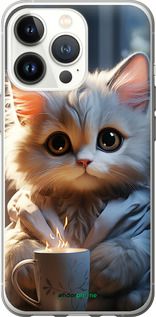 Чохол на iPhone 13 Pro Білий кіт "5646u-2372-2448"