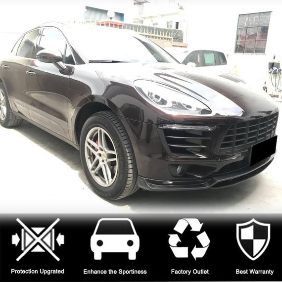 Накладка на передній бампер Lip V2 (2014-2018, Карбон) для Porsche Macan рр | Зображення 1