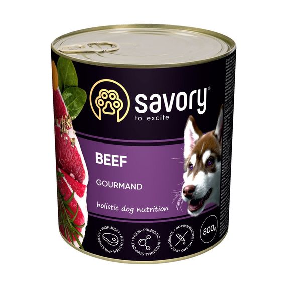 Корм вологий Savory Dog Gourmand Beef паштет для дорослих собак усіх порід з яловичиною 800 г