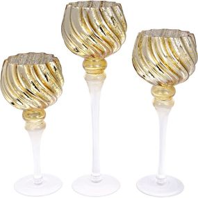 Секлянные подсвечники в наборе Кертин champagne 30см 35см 40см