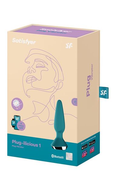 Анальна пробка з двома моторами та керуванням з телефону Satisfyer Plug-ilicious 1 Petrol, зелений sexstyle | Зображення 6