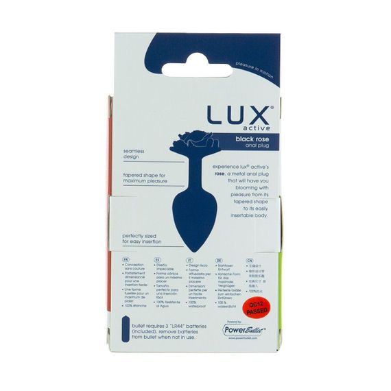 Металлическая анальная пробка Lux Active с розой - Rose Anal Plug - Black, вибропуля в подарок | Зображення 5
