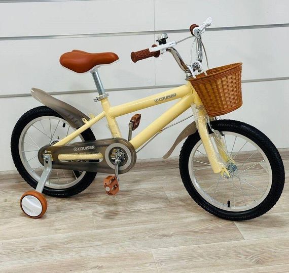 Дитячий велосипед 14" M01 Classic British Style | Легка алюмінієва рама, ручні гальма, кошик та страхувальні колеса | Зображення 4