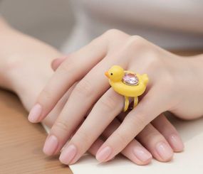 Каблочка бижутерная «Sunny Duck» с розовым кристаллом