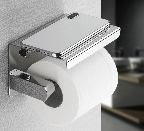 Держатель туалетной бумаги Primo TP01 металлический с полкой - Silver