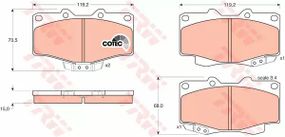 Гальмівні колодки дискові TOYOTA — VOLKSWAGEN 4 Runner/4 Runner (Nato)/Hilux/Landcruiser/Landcruise, TRW (GDB