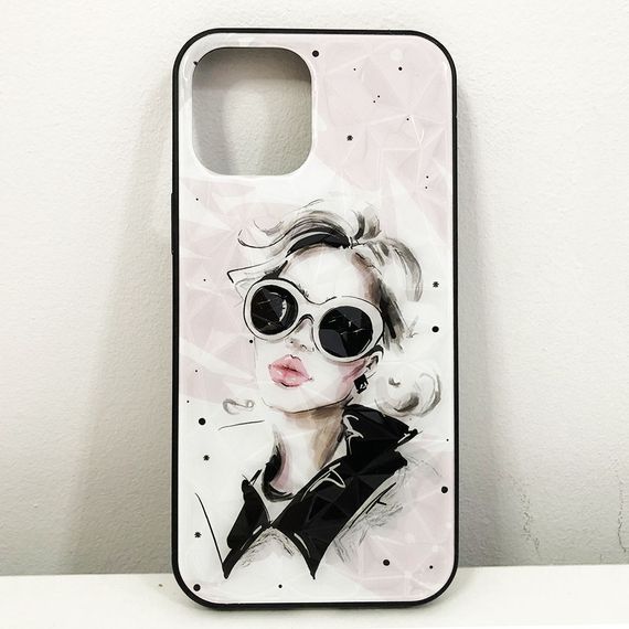 Чохол для Apple Iphone 12 Pro Max дівчина в окулярах. Колір: рожевий DL-13